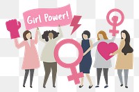 Women activists png cartoon collage element clipart, girl power woman empowerment illustration on transparent background