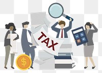 Tax accountants png cartoon collage element clipart, tax calculation illustration on transparent background 