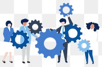 People teamwork illustration png, people and gears design characters transparent background