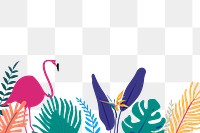 Flamingo botanical png border clip art, tropical graphic element on transparent background 
