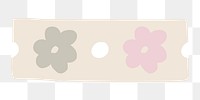 Washi tape png, floral beige stationery, collage element, transparent background