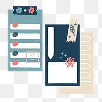 Notepapers png, stationery collage element, transparent background