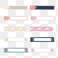 Page marker png, journal collage element, transparent background set