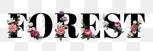 Floral forest word typography design element