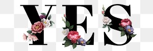 Floral yes word typography design element