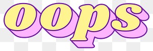 Oops word png retro typography