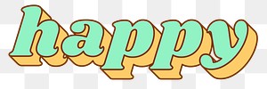 Happy retro 3D typography png bold font