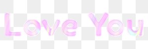 Love you text png holographic pink word sticker