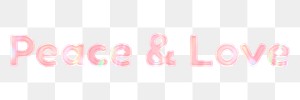 Shiny peace &amp; love png sticker word art holographic pastel font