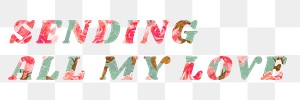 Sending all my love png retro floral pattern typography