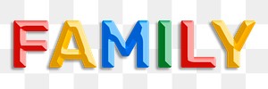 Family png lettering bevel colorful font typography