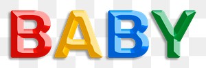 Baby word png 3d effect colorful typography