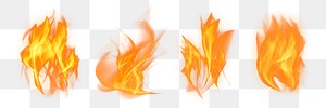 Png dramatic fire flame graphic element set