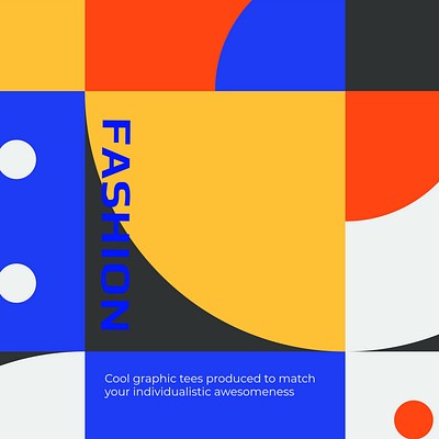 Bauhaus fashion Instagram post template, retro pattern design