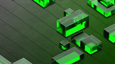 Digital green squares desktop wallpaper, editable geometric shape design