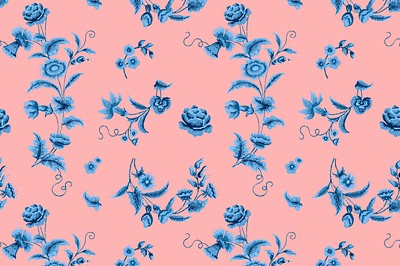 Vintage flower blossoms pattern, pink background