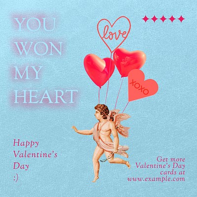 Valentine&#39;s cupid Instagram post template, editable design