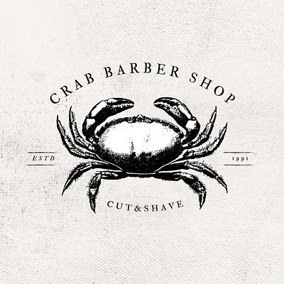 Vintage barber shop logo template, editable business badge