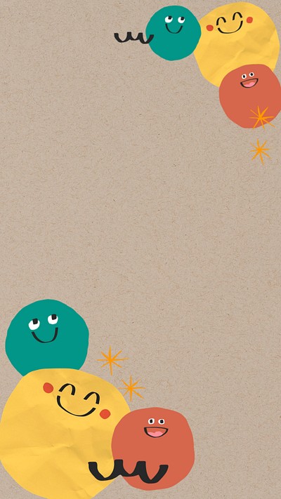 Emoji doodle brown iPhone wallpaper, editable border design