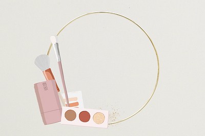 Makeup round gold frame, editable cosmetic product design