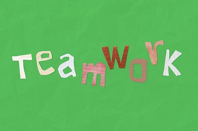 Teamwork word, business paper craft collage, editable design