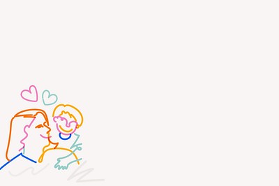 Motherly love doodle, white background, editable design