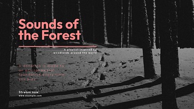 Forest music playlist blog banner template, editable text