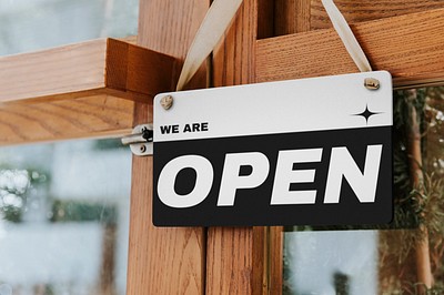 Cafe sign mockup, wooden design