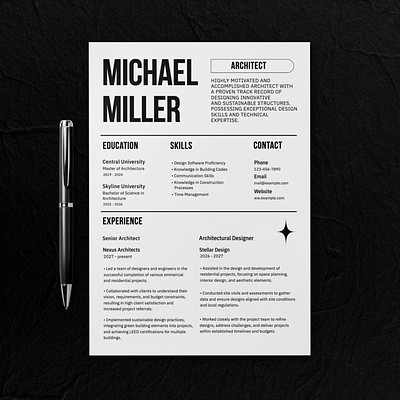 Professional resume mockup, editable design