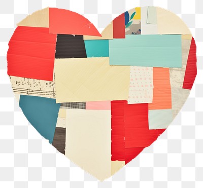 PNG  Heart paper craft collage patchwork.