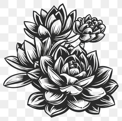 PNG Succulant illustrated blossom drawing.