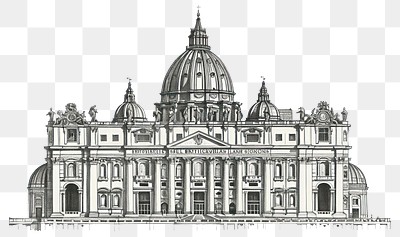 PNG Detailed architectural drawing of basilica