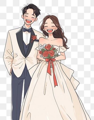 PNG Happy couple wedding illustration