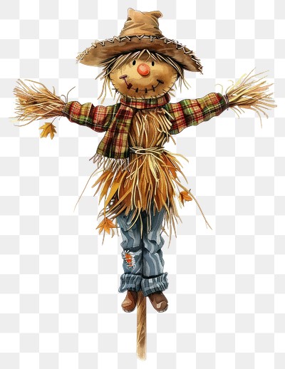 PNG Charming autumn scarecrow illustration