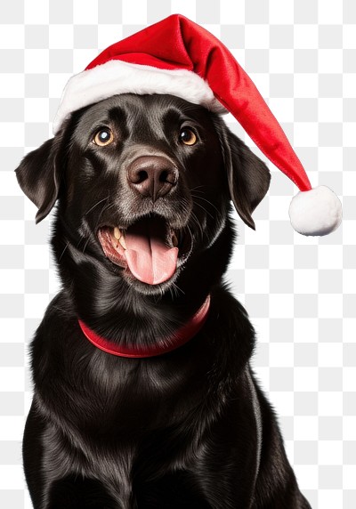 PNG Festive dog wearing Santa hat