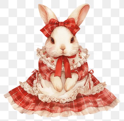 PNG  Adorable bunny in red dress