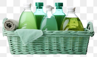 PNG  Green cleaning products in basket