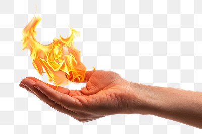 PNG Hand holding fire flame