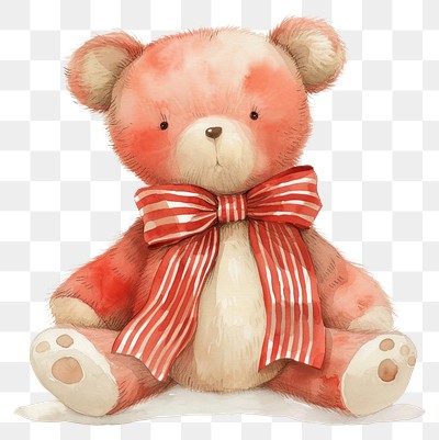 PNG  Cute watercolor teddy bear illustration