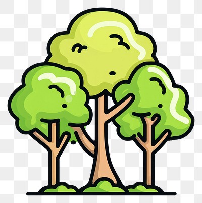 PNG  Vibrant cartoon trees illustration