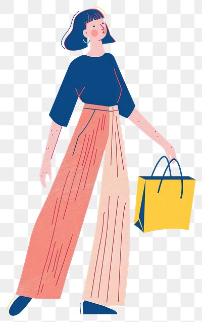 PNG Stylish woman shopping illustration