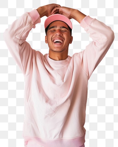 PNG Joyful man in pink attire