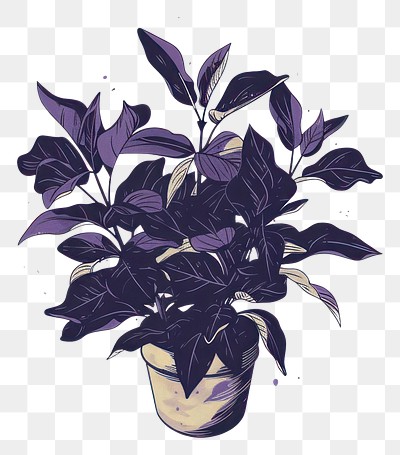 PNG Purple potted plant illustration art