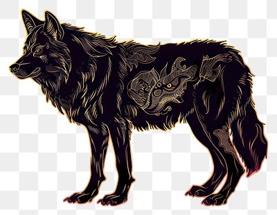 PNG Tattooed wolf illustration with details