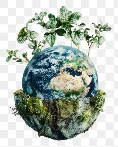 PNG Earth with plants and moss