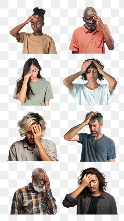 PNG people having pain element set, transparent background