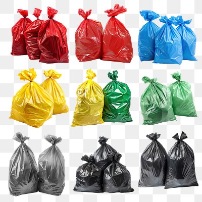 PNG garbage bag element set, transparent background