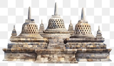 PNG Ancient Buddhist temple illustration