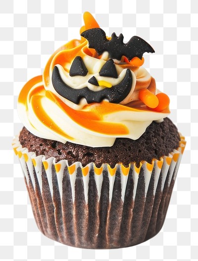 Halloween-themed cupcake with decorations