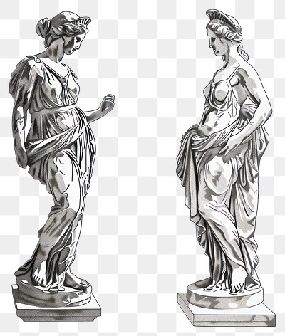 PNG Classical marble statues illustration